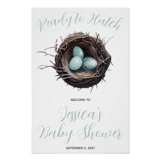 Klaar om uit te komen, Vogelnest, Baby shower Welk Perfect Poster