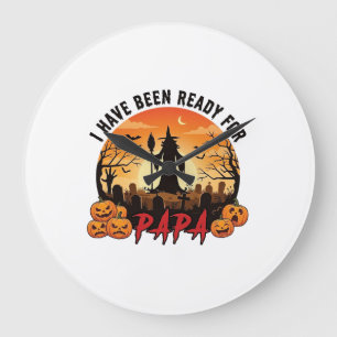 Klaar Papa Halloween Heks Pompoenen Graf Grote Klok