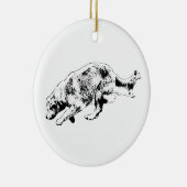 Klaar-Set-Vreugde Gouden Aandenken Keramisch Ornament (Rechts)