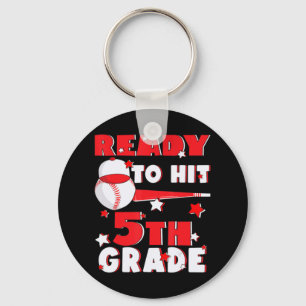 Klaar voor 5e graad Baseball Kind Terug Sleutelhanger