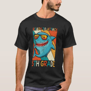 Klaar voor aanval 5e klas haai grappig terug naar t-shirt