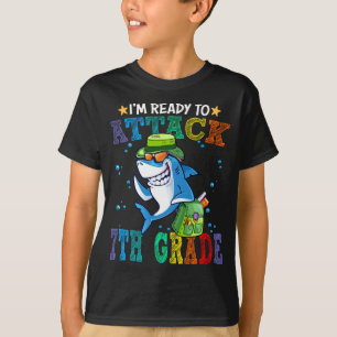 Klaar voor aanval 7th Grade Shark Back School T-shirt