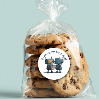 Klaar voor de baby – Robot babyborrel Ronde Sticker