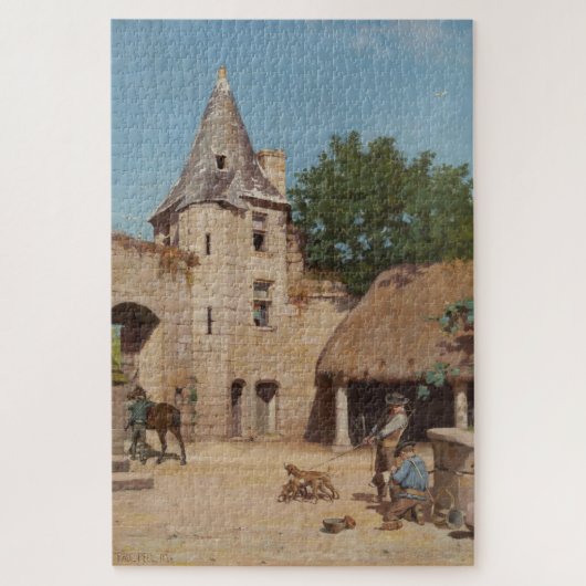 Klaar voor de jacht (middeleeuwse scène) legpuzzel (Verticaal)