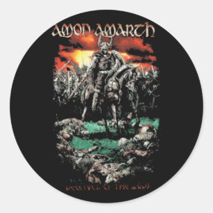 Klaar voor de oorlog Amon Amarth Retro Young Music Ronde Sticker