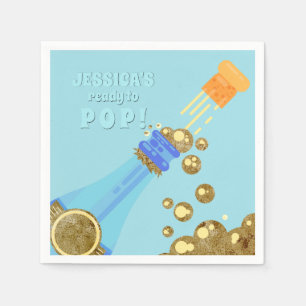 Klaar voor de Pop Gold Champagne Baby Blue Shower Servetten