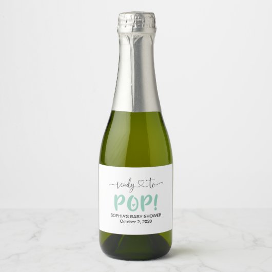 Klaar voor de Pop Groen Mini Mousserende Wijnflesj Sparkling Wijnetiket (Voorkant)