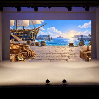 Klaar voor de reis Nautilus-schip haven foto Spandoek