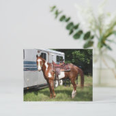 "Klaar voor de rit " Briefkaart (Staand voorkant)