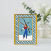 Klaar voor de skipistes feestdagenkaart (Staand voorkant)