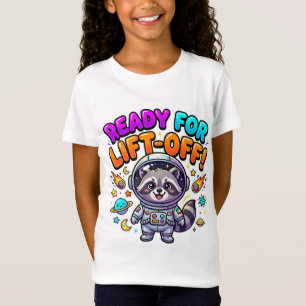 Klaar Voor De Start Schattige Astronaut Wasbeer T- T-shirt