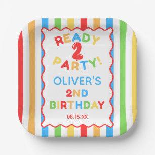 Klaar Voor Een Kleurrijk Feestje 2e Verjaardagsfee Papieren Bordje