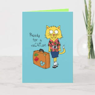 Klaar voor een VaCATion - Funny Cat Wenskaart Kaart