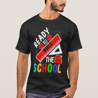 Klaar voor eerste schooldag terug naar schooljonge t-shirt