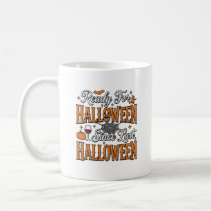 Klaar voor Halloween Vintage Gravure Shirt Ontwerp Koffiemok