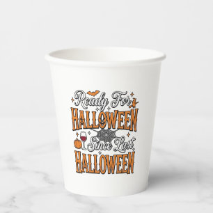 Klaar voor Halloween Vintage Gravure Shirt Ontwerp Papieren Bekers