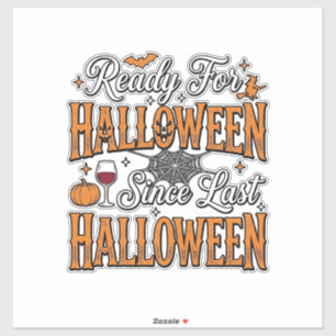Klaar voor Halloween Vintage Gravure Shirt Ontwerp Sticker