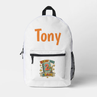 Klaar voor het 2e leerjaar Vintage terug naar scho Bedrukte Rugzak