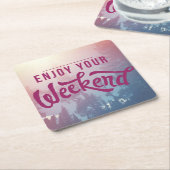 Klaar voor het weekend vierkante kartonnen onderzetter (Schuin)