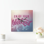 Klaar voor het weekend vierkante klok (Huis)