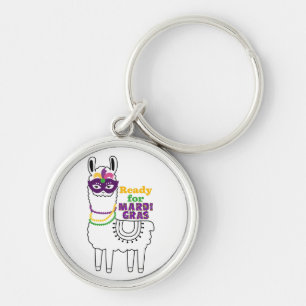 Klaar voor Mardi Gras met leuke lama-kralenmasker Sleutelhanger