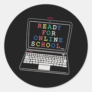 Klaar voor online school ronde sticker