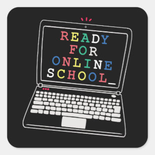 Klaar voor online school vierkante sticker