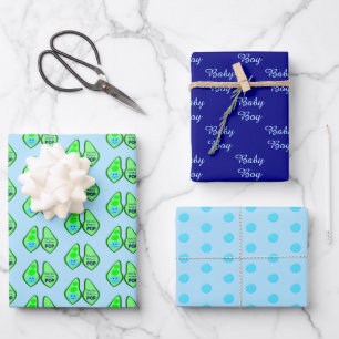 Klaar voor Pop Baby Boy Blue Pea Baby shower Aange Inpakpapier Vel
