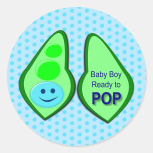 Klaar voor Pop Baby Boy Blue Pea Ronde Sticker