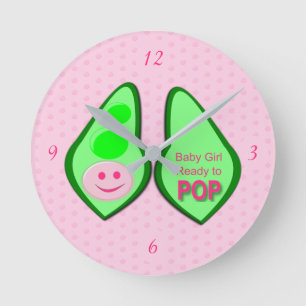 Klaar voor Pop Baby Girl Pink Pea Ronde Klok