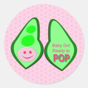 Klaar voor Pop Baby Girl Pink Pea Ronde Sticker
