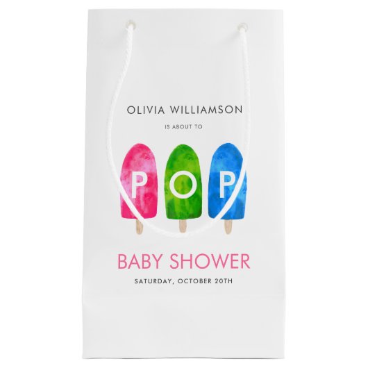 Klaar voor Pop, kleurrijk Baby shower Klein Cadeauzakje (Voorkant)