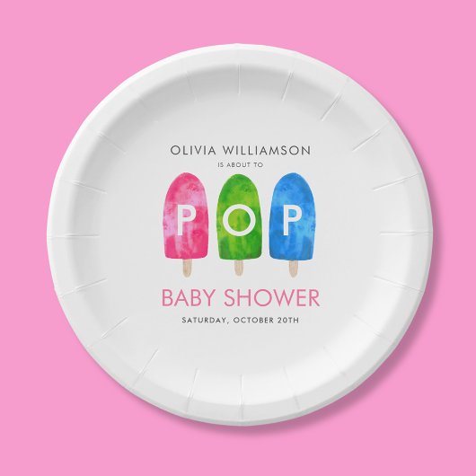 Klaar voor Pop, kleurrijk Baby shower Papieren Bordje