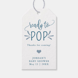 Klaar voor Pop Minimalistisch Baby shower Blauwe F Cadeaulabel