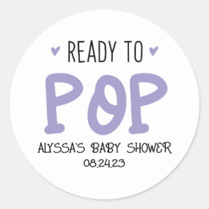 Klaar voor Pop Paarse Baby shower Sticker
