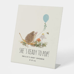 Klaar voor Pop paddenstoelen Egel Baby shower Roze Reclamebord Met Voetstuk