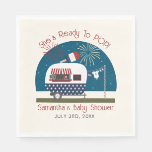 Klaar voor Pop: rood, blauw patriottisch Baby show Servet