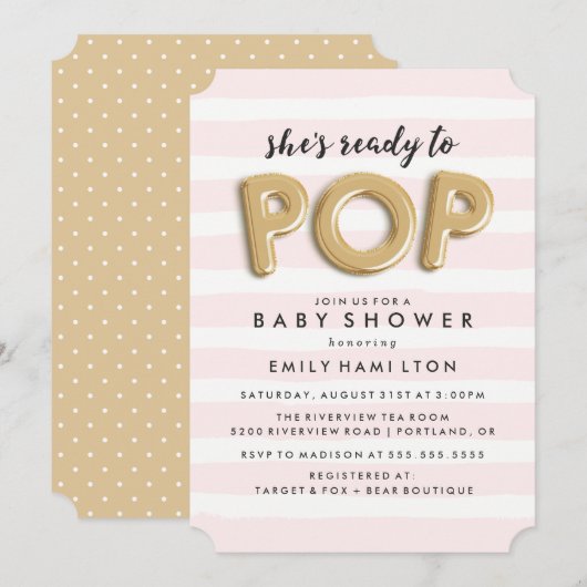 Klaar voor Pop | Uitnodiging tot Baby shower (Voorkant / Achterkant)