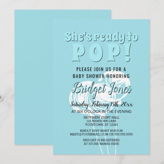 Klaar voor Pop van krijtballonnen Baby Blue Boy Sh Kaart (Voorkant / Achterkant)