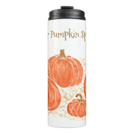 Klaar voor Pumpkin Spice Season Waterverf Pumpkin Thermosbeker