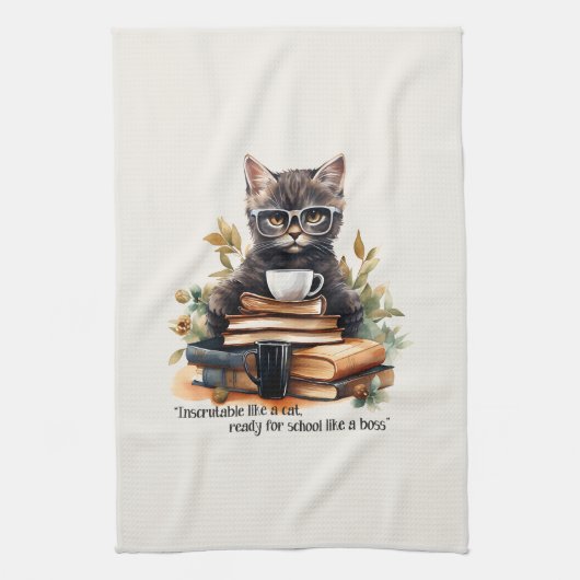 Klaar voor school als een baas theedoek (Verticaal)