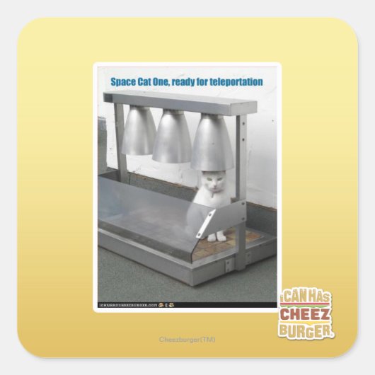 Klaar voor teleportatie vierkante sticker (Voorkant)