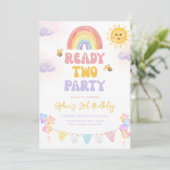 Klaar voor twee feestjes uitnodiging (Staand voorkant)