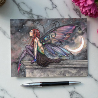 Klaar voor vlucht mystieke hemelse fee kunst briefkaart