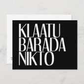 KLAATU BARADA NIKTO BRIEFKAART (Voorkant / Achterkant)