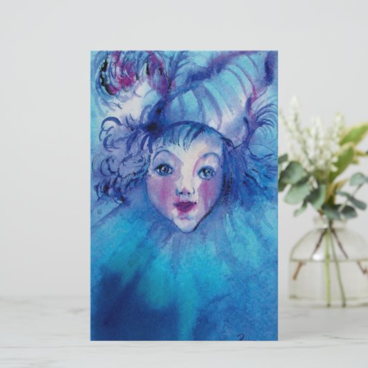 KLACHT IN BLUE Venetiaanse carnavalgezichten Briefpapier (Staand voorkant)