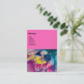 KLACHT MET OWL EN VIOLIN, geel, roze blauw Visitekaartje (Staand voorkant)