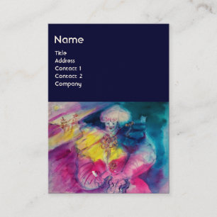 KLACHT MET OWL EN VIOLIN, geel, roze blauw Visitekaartje