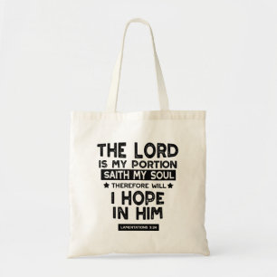 Klagzangen 3:24 De Heere is Mijn Deel Quotes Tote Bag