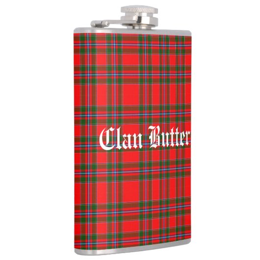 Klan Butter Tartan en aangepaste tekst Heupfles (Rechts)